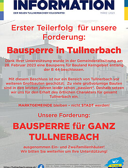 Der Tullnerbacher 2023 Information Bausperre